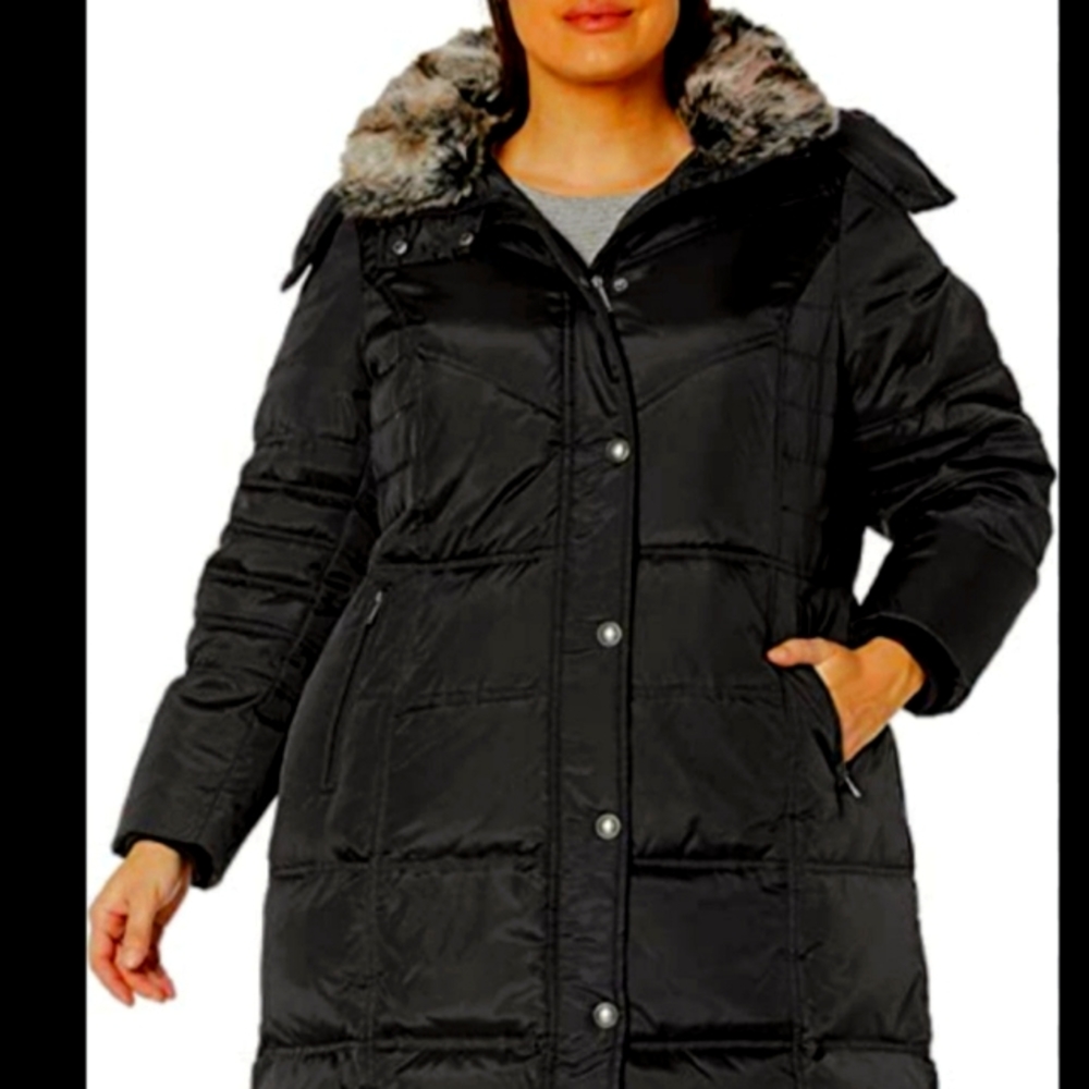 NWOT London Fog Down Jacket With Faux Fur